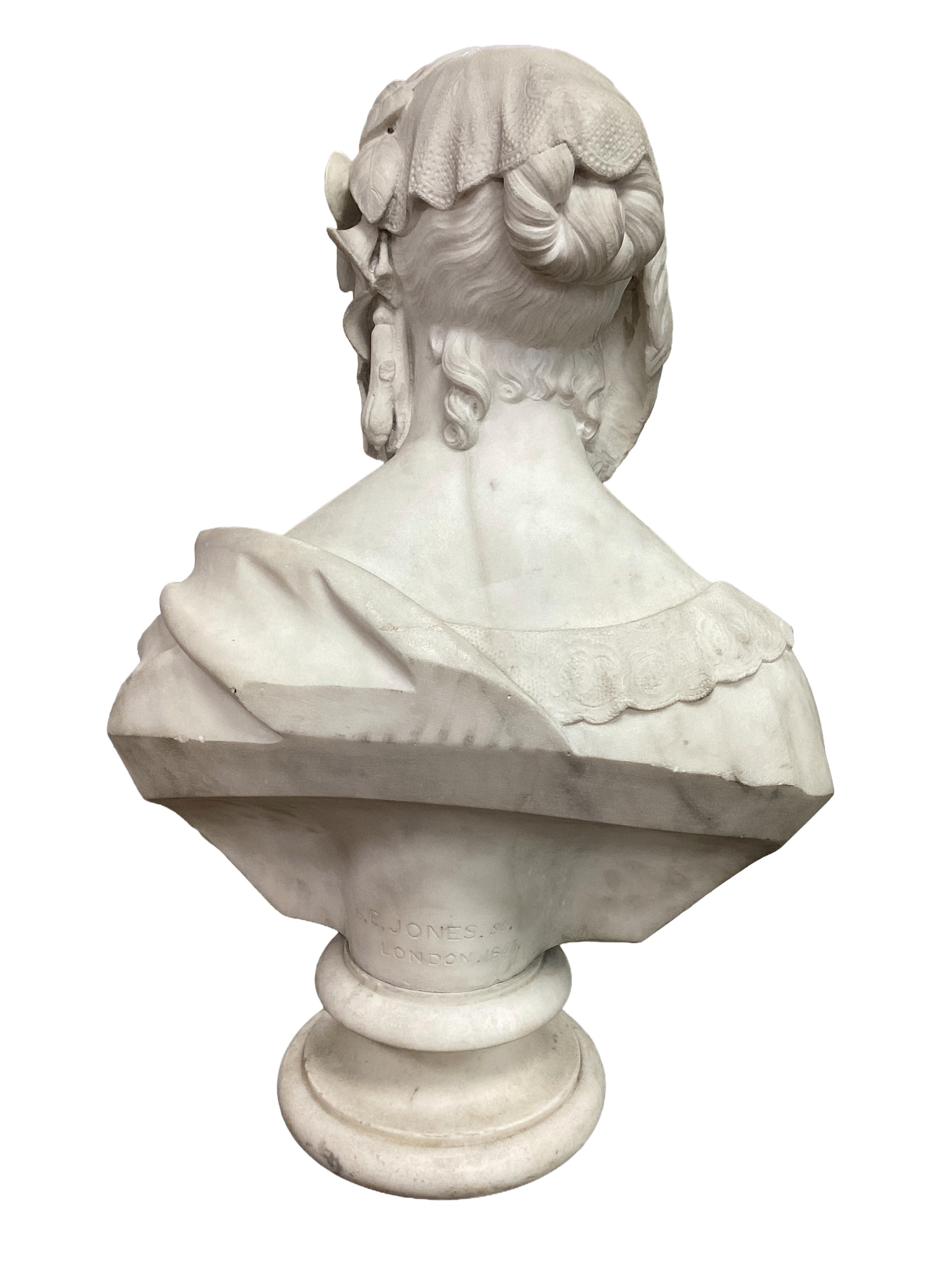 John Edward Jones (1806-1862). A life size marble bust of a lady, dated 1856